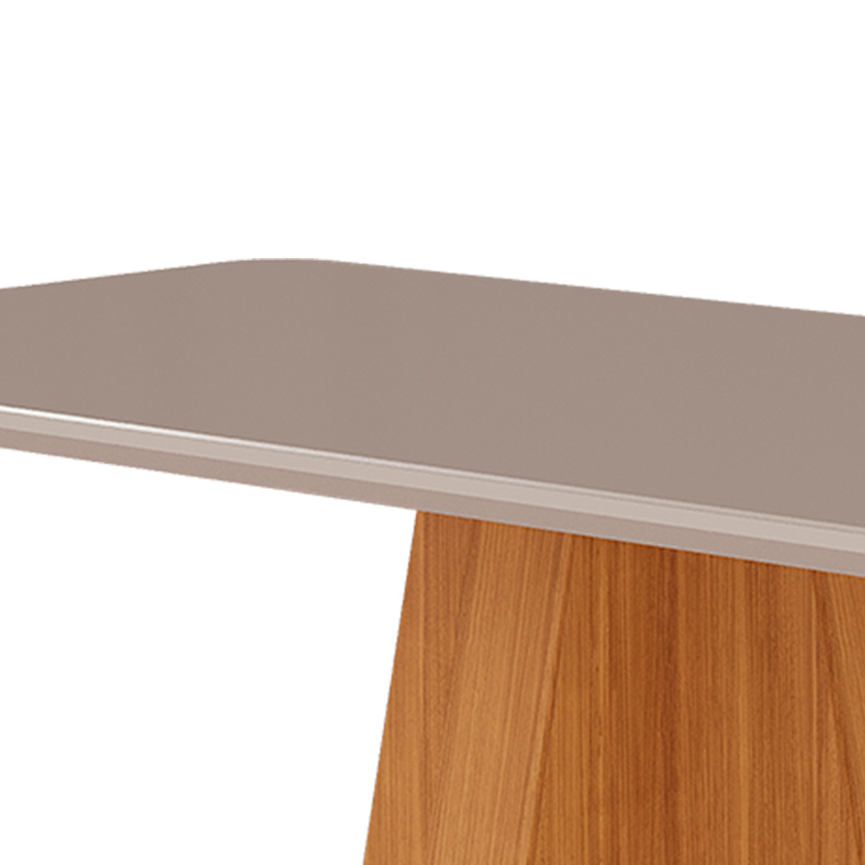 Mesa de Jantar Retangular com Tampo de Vidro Maite Off White e Nature 160 cm