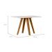 Mesa de Jantar Retangular com Tampo de Vidro Mariah Off White e Ipê 120 cm