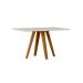 Mesa de Jantar Retangular com Tampo de Vidro Mariah Off White e Ipê 135 cm