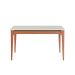 Mesa de Jantar Retangular com Tampo de Vidro Off White Addar Natural 135 cm