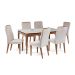 Mesa de Jantar Retangular com Tampo de Vidro Off White Addar Natural 160 cm