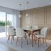 Mesa de Jantar Retangular com Tampo de Vidro Off White Addar Natural 184 cm