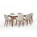 Mesa de Jantar Retangular com Tampo de Vidro Off White Addar Natural 184 cm
