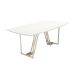 Mesa de Jantar Retangular com Tampo de Vidro Off White Albany Champanhe 219 cm