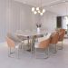 Mesa de Jantar Retangular com Tampo de Vidro Off White Albany Champanhe 219 cm