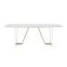 Mesa de Jantar Retangular com Tampo de Vidro Off White Albany Champanhe 219 cm