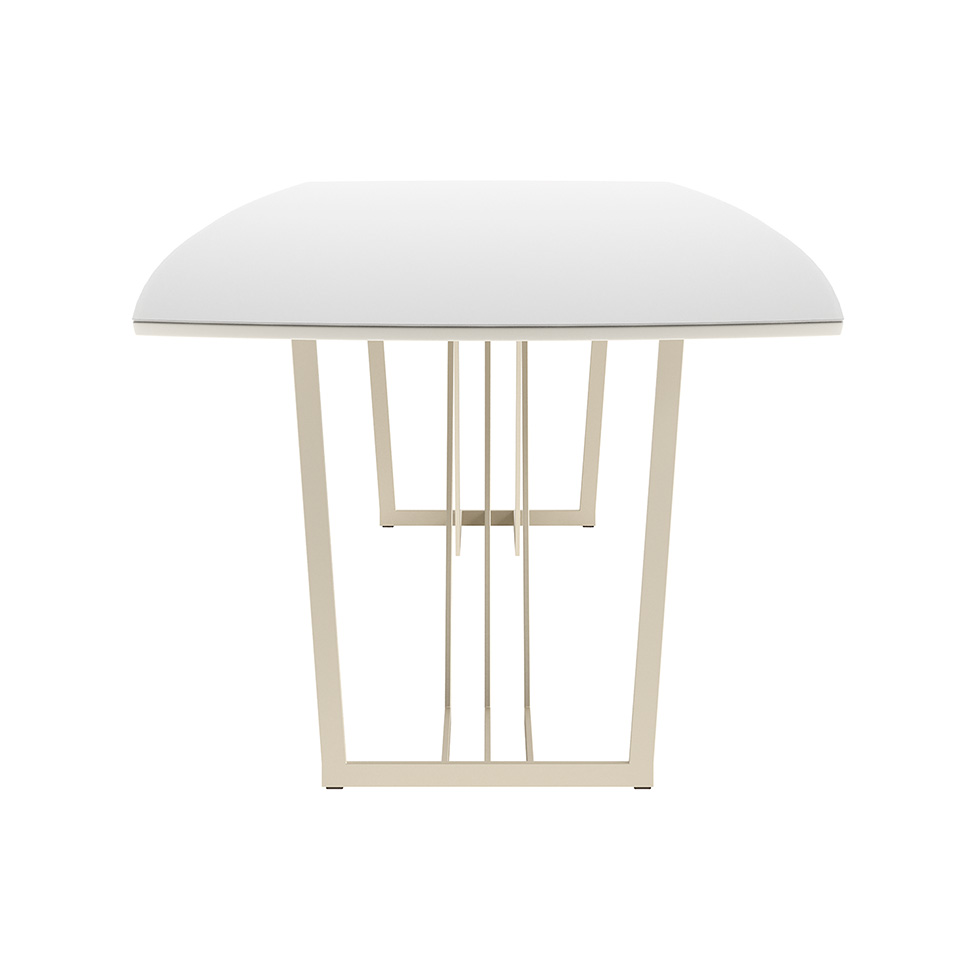 Mesa de Jantar Retangular com Tampo de Vidro Off White Albany Champanhe 219 cm