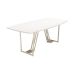 Mesa de Jantar Retangular com Tampo de Vidro Off White Albany Champanhe 240 cm