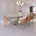 Mesa de Jantar Retangular com Tampo de Vidro Off White Albany Champanhe 240 cm