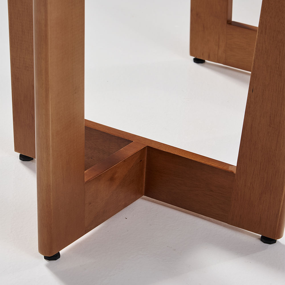 Mesa de Jantar Retangular com Tampo de Vidro Off White Badem Mel 120 cm