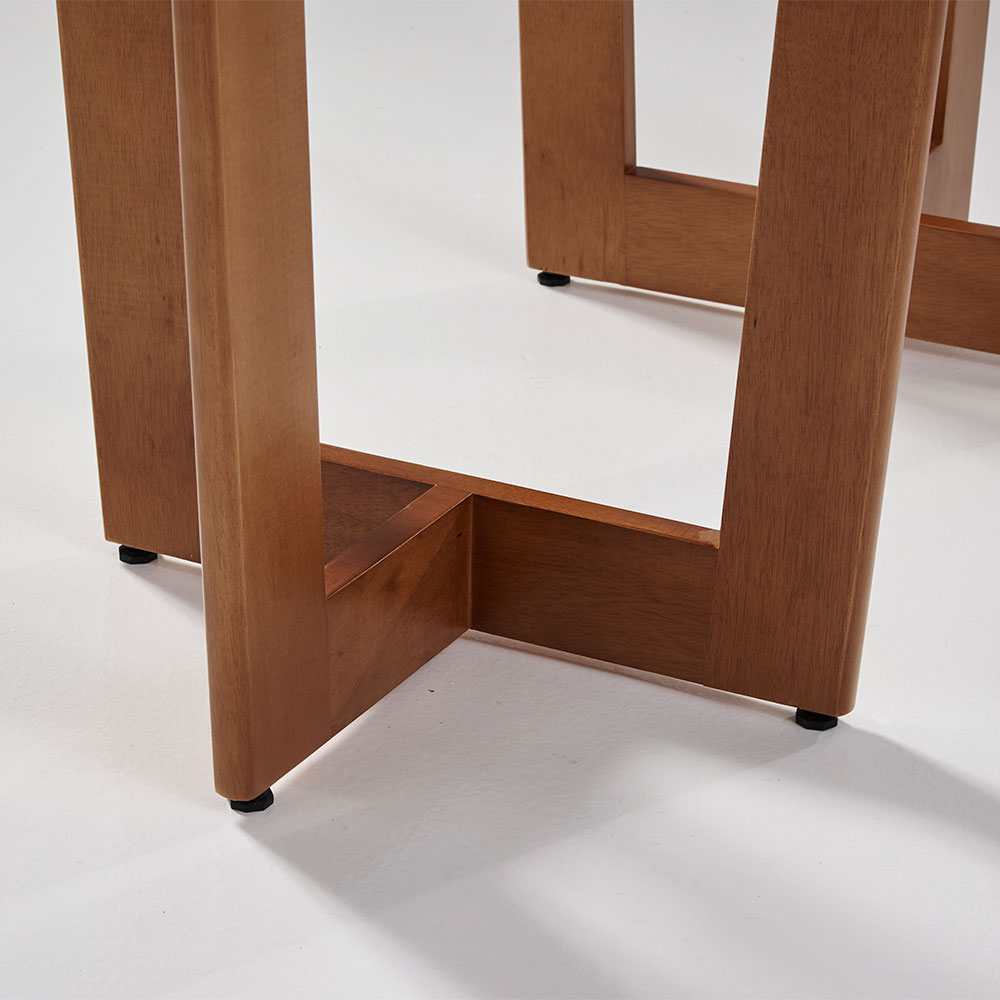 Mesa de Jantar Retangular com Tampo de Vidro Off White Badem Mel 160 cm