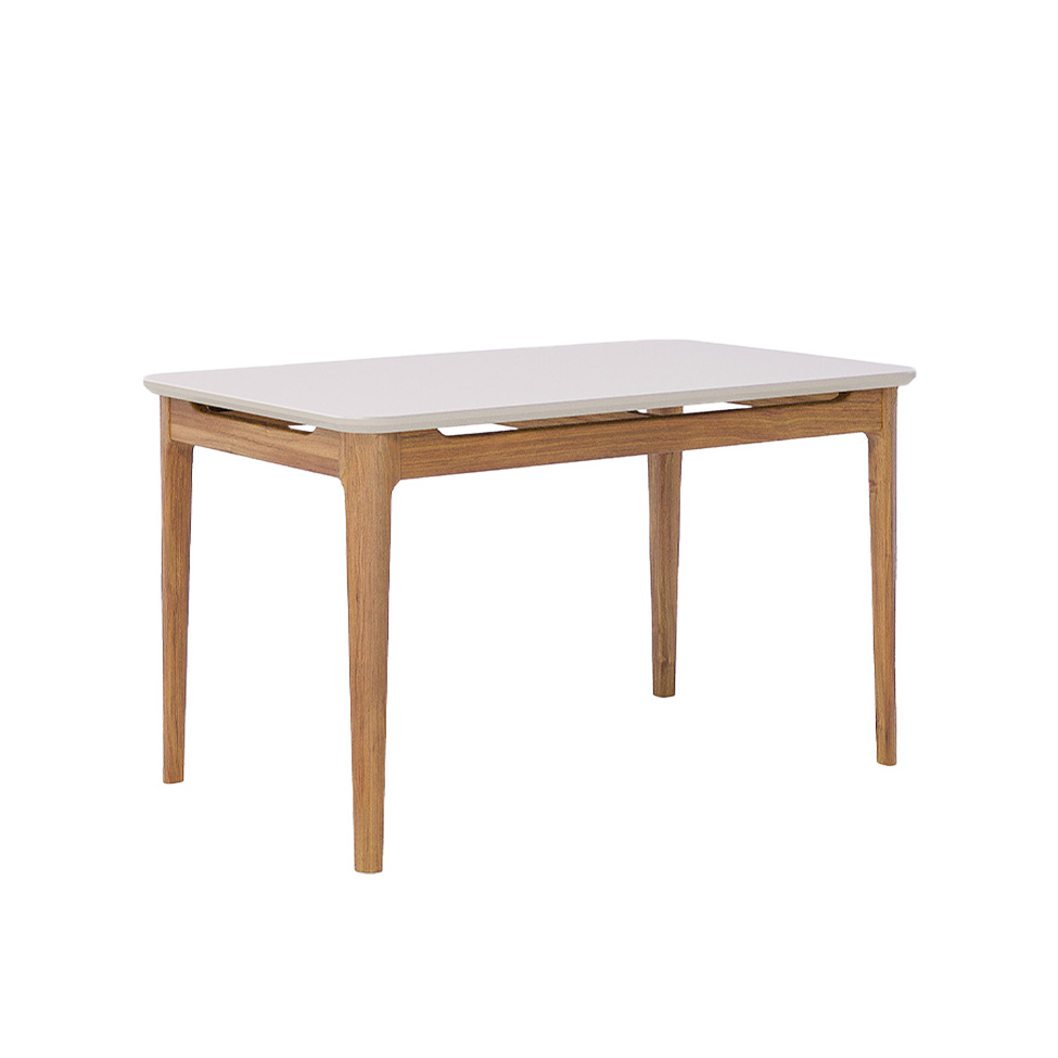 Mesa de Jantar Retangular com Tampo de Vidro Off White Baoba Cinamomo 140 cm