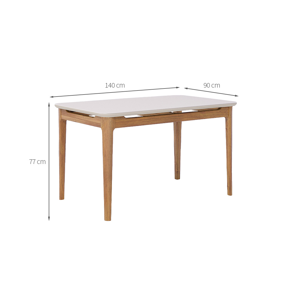Mesa de Jantar Retangular com Tampo de Vidro Off White Baoba Cinamomo 140 cm