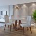 Mesa de Jantar Retangular com Tampo de Vidro Off White Bennett Natural 116 cm