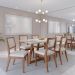 Mesa de Jantar Retangular com Tampo de Vidro Off White Bennett Natural 160 cm