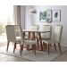 Mesa de Jantar Retangular com Tampo de Vidro Off White Bennett Natural 160 cm