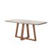 Mesa de Jantar Retangular com Tampo de Vidro Off White Bennett Natural 180 cm