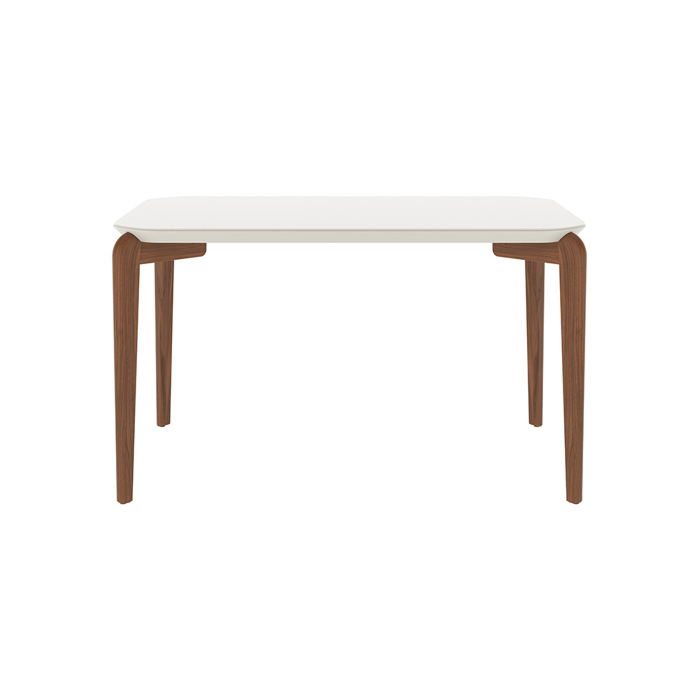 Mesa de Jantar Retangular com Tampo de Vidro Off White Donatella Natural 135 cm