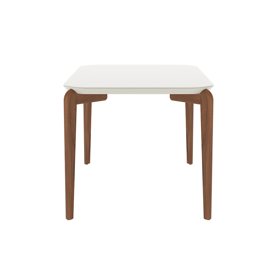 Mesa de Jantar Retangular com Tampo de Vidro Off White Donatella Natural 135 cm