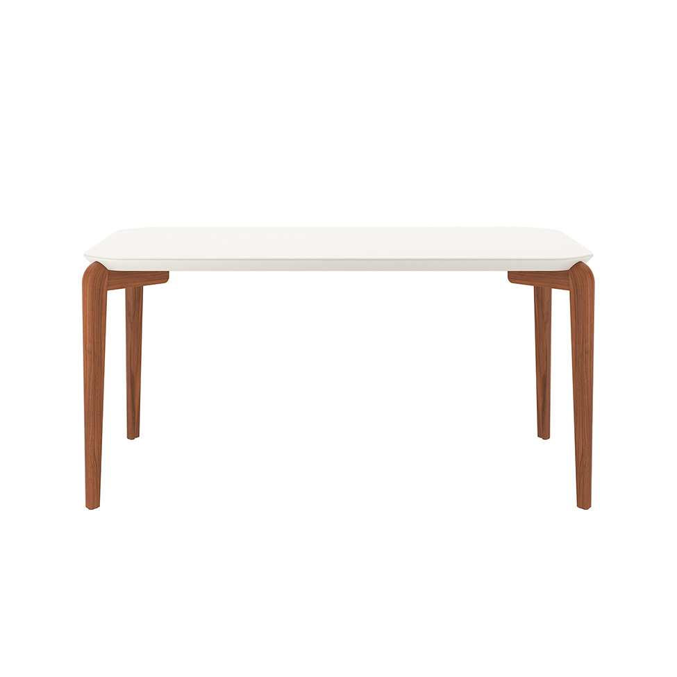 Mesa de Jantar Retangular com Tampo de Vidro Off White Donatella Natural 160 cm