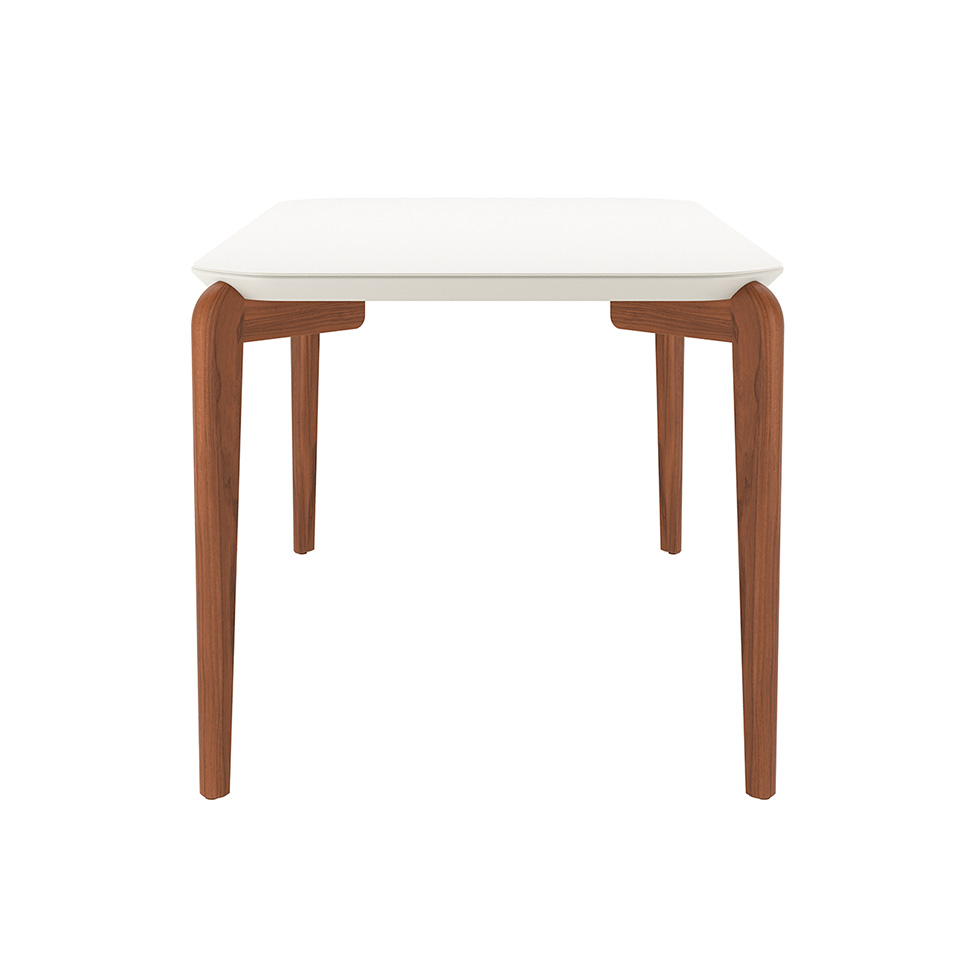 Mesa de Jantar Retangular com Tampo de Vidro Off White Donatella Natural 160 cm