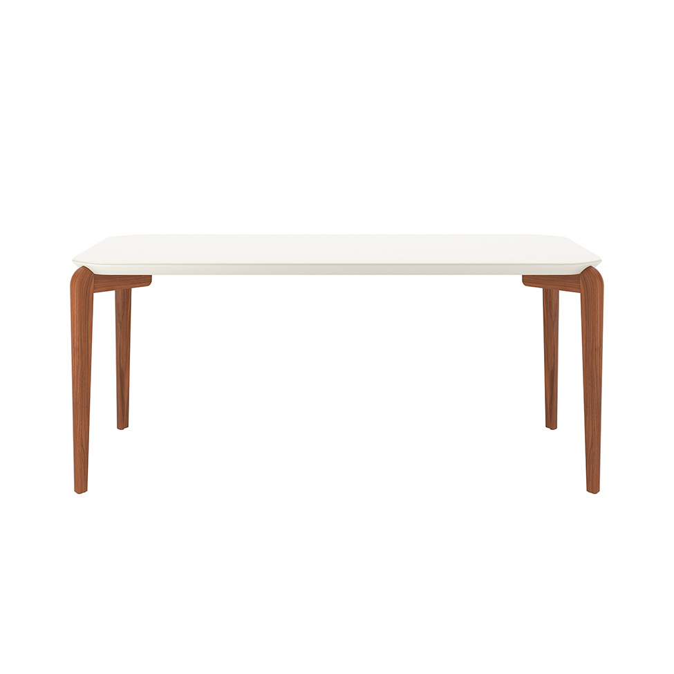 Mesa de Jantar Retangular com Tampo de Vidro Off White Donatella Natural 180 cm