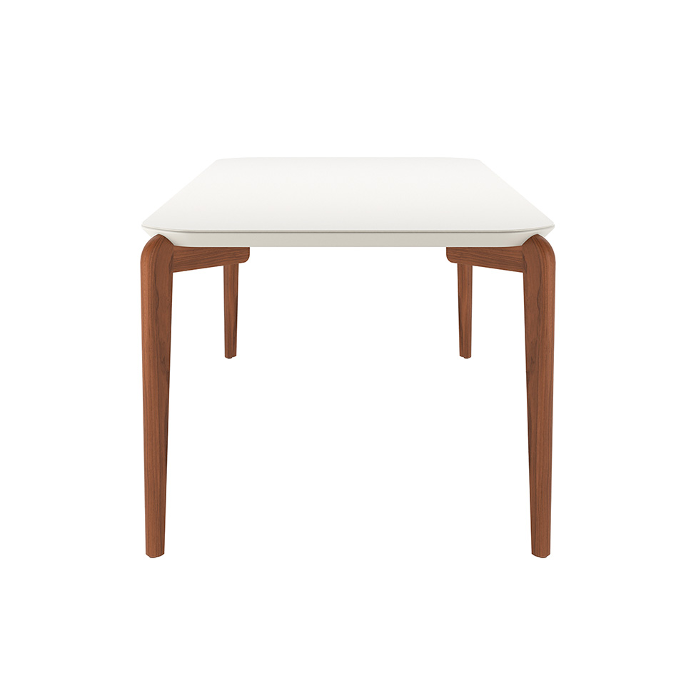 Mesa de Jantar Retangular com Tampo de Vidro Off White Donatella Natural 219 cm