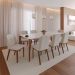 Mesa de Jantar Retangular com Tampo de Vidro Off White Donatella Natural 219 cm