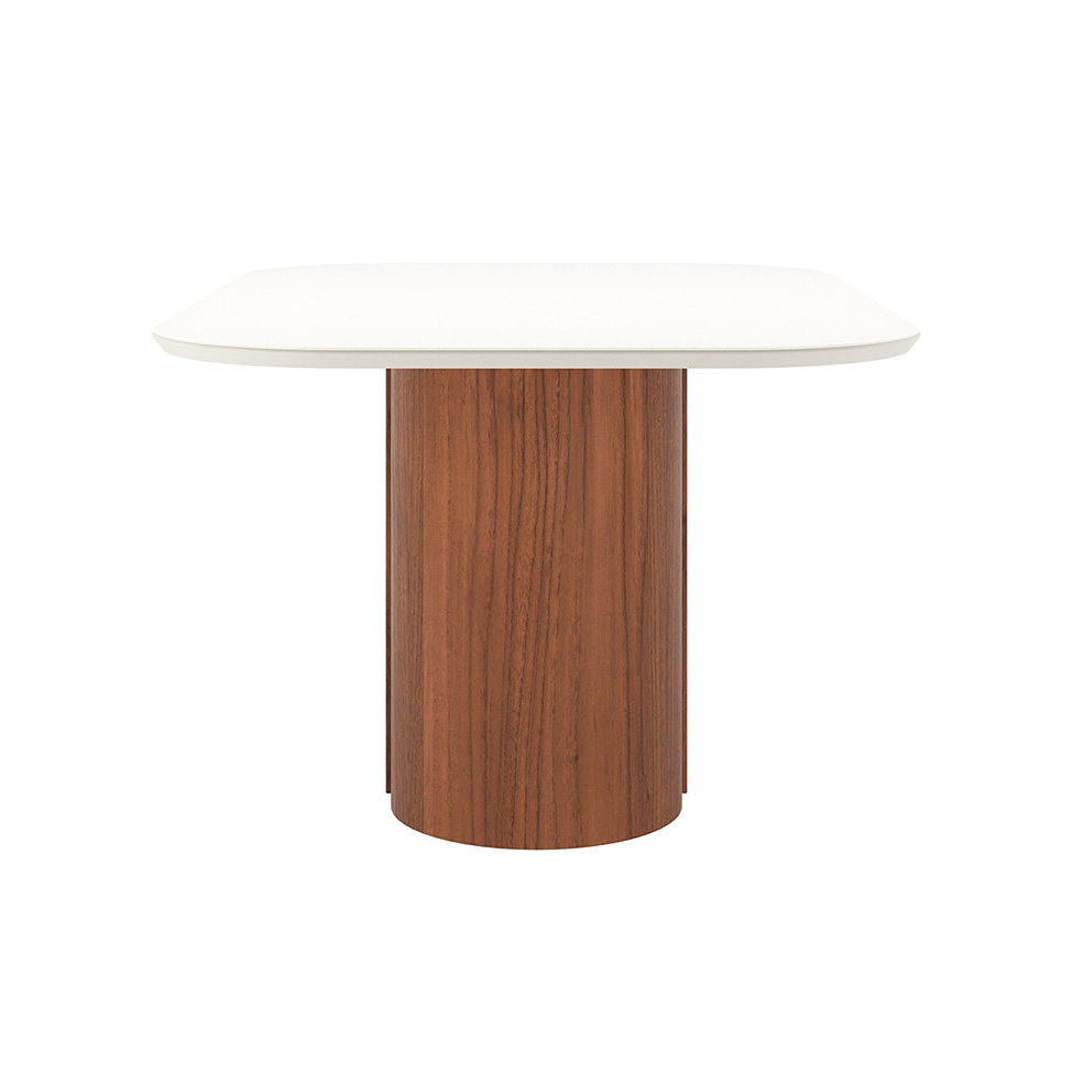Mesa de Jantar Retangular com Tampo de Vidro Off White Kalina Canela 160 cm