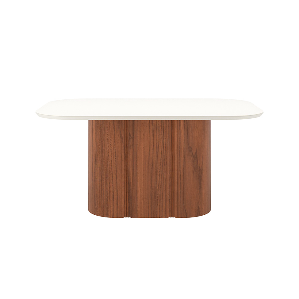 Mesa de Jantar Retangular com Tampo de Vidro Off White Kalina Canela 160 cm