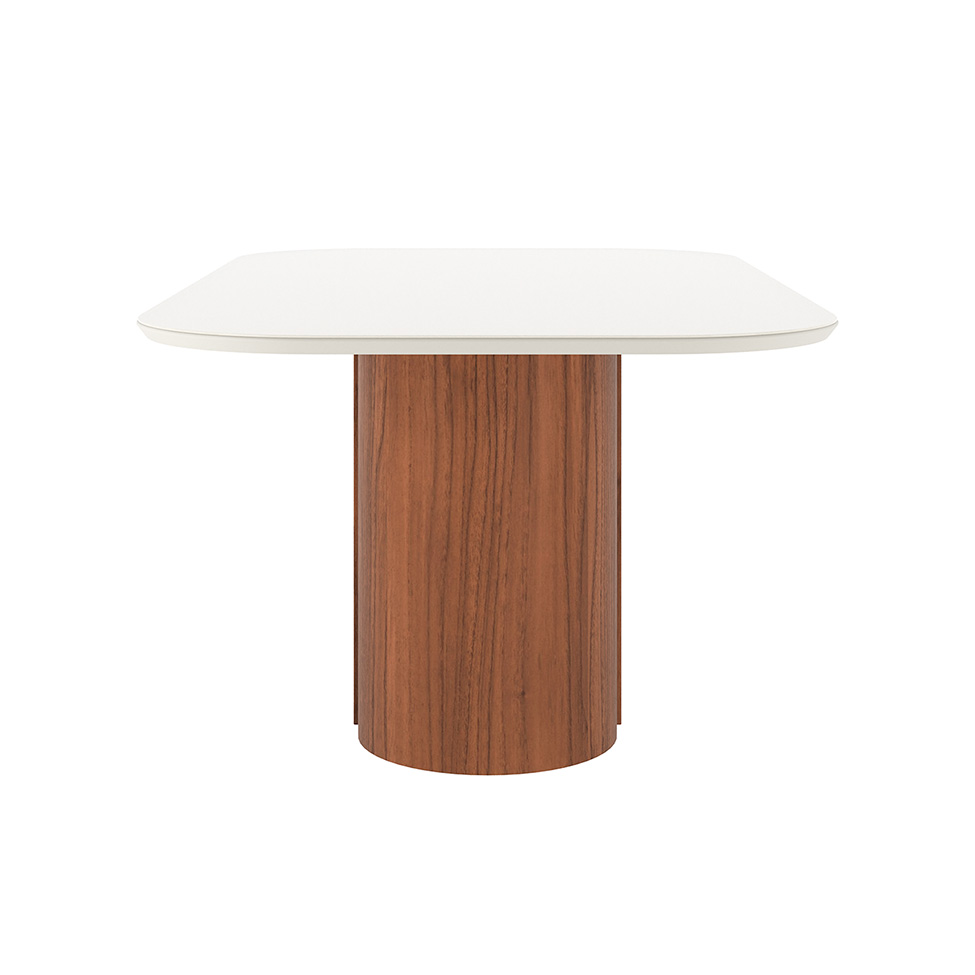 Mesa de Jantar Retangular com Tampo de Vidro Off White Kalina Canela 184 cm