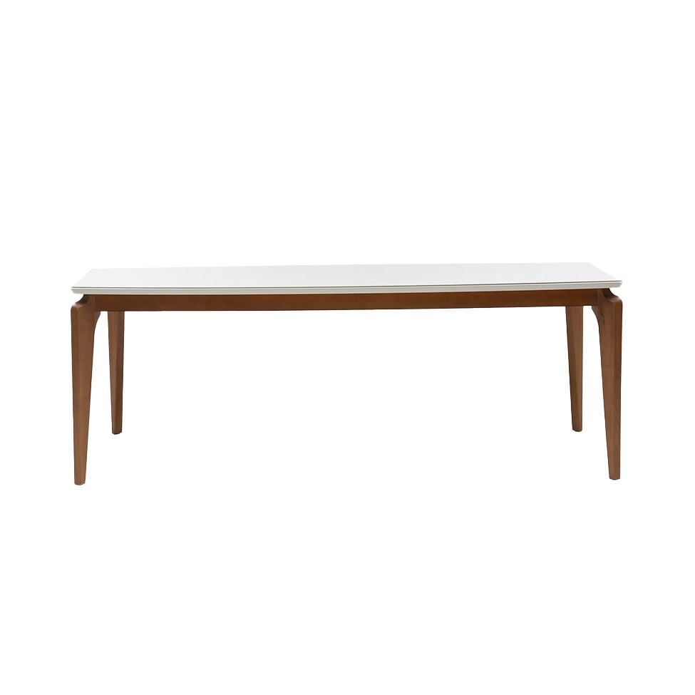 Mesa de Jantar Retangular com Tampo de Vidro Off White Lauren Natural 182 cm