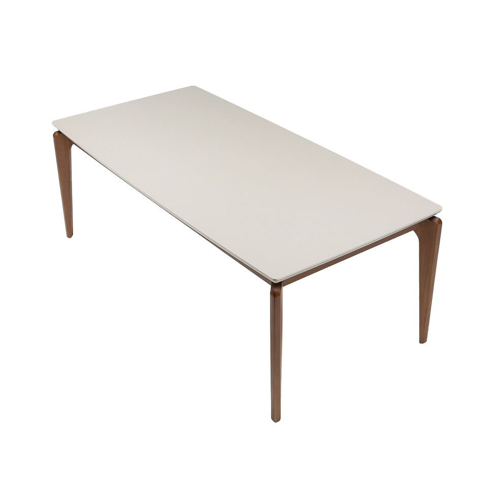 Mesa de Jantar Retangular com Tampo de Vidro Off White Lauren Natural 182 cm