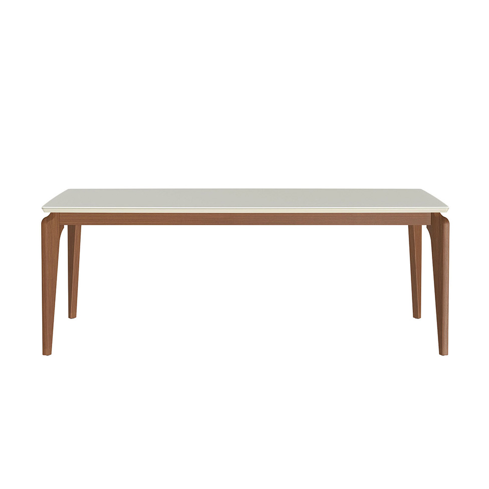 Mesa de Jantar Retangular com Tampo de Vidro Off White Lauren Natural 208 cm