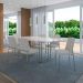Mesa de Jantar Retangular com Tampo de Vidro Off White Line Champanhe 219 cm