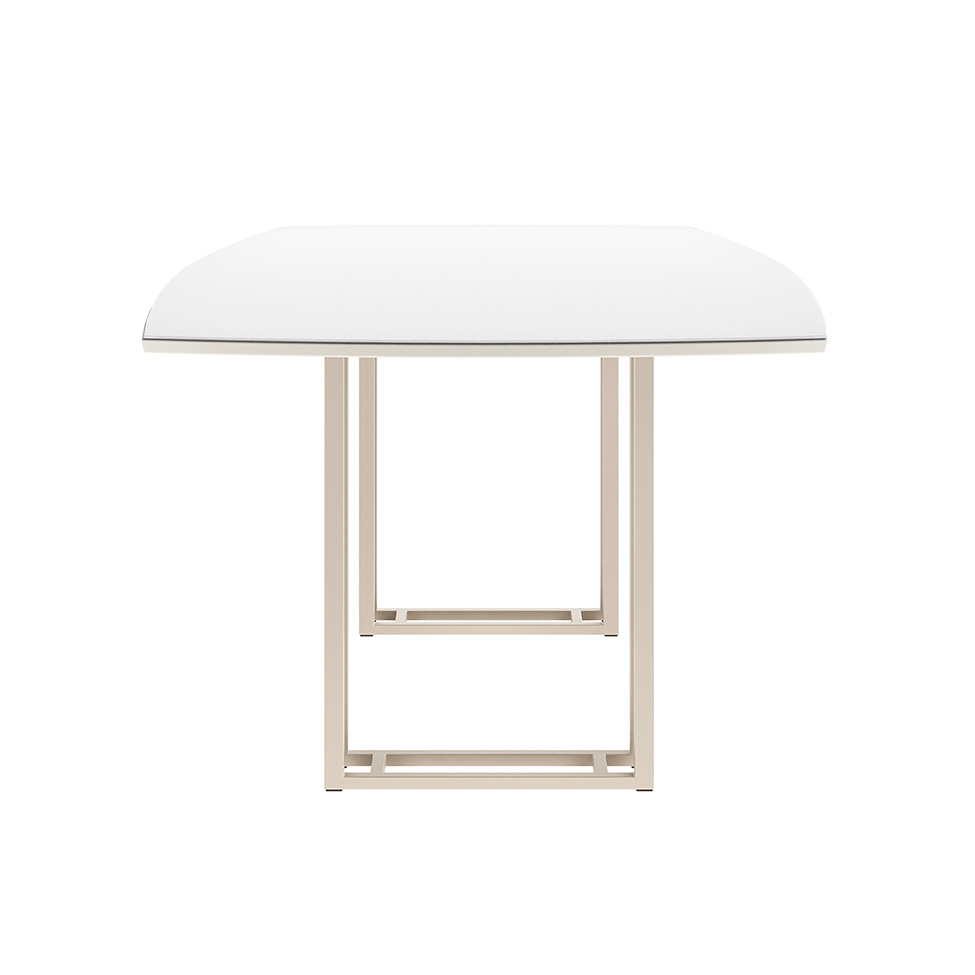 Mesa de Jantar Retangular com Tampo de Vidro Off White Line Champanhe 219 cm