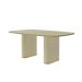 Mesa de Jantar Retangular com Tampo de Vidro Off White Lintz Bege e Dourado 184 cm