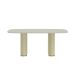 Mesa de Jantar Retangular com Tampo de Vidro Off White Lintz Bege e Dourado 184 cm