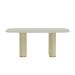 Mesa de Jantar Retangular com Tampo de Vidro Off White Lintz Bege e Dourado 219 cm