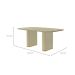 Mesa de Jantar Retangular com Tampo de Vidro Off White Lintz Bege e Dourado 219 cm