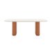 Mesa de Jantar Retangular com Tampo de Vidro Off White Lintz Caramelo e Canela 184 cm