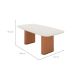 Mesa de Jantar Retangular com Tampo de Vidro Off White Lintz Caramelo e Canela 184 cm