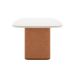 Mesa de Jantar Retangular com Tampo de Vidro Off White Lintz Caramelo e Canela 184 cm