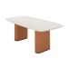Mesa de Jantar Retangular com Tampo de Vidro Off White Lintz Caramelo e Canela 219 cm