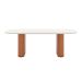 Mesa de Jantar Retangular com Tampo de Vidro Off White Lintz Caramelo e Canela 219 cm