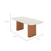 Mesa de Jantar Retangular com Tampo de Vidro Off White Lintz Caramelo e Canela 219 cm