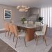 Mesa de Jantar Retangular com Tampo de Vidro Off White Lintz Caramelo e Canela 219 cm