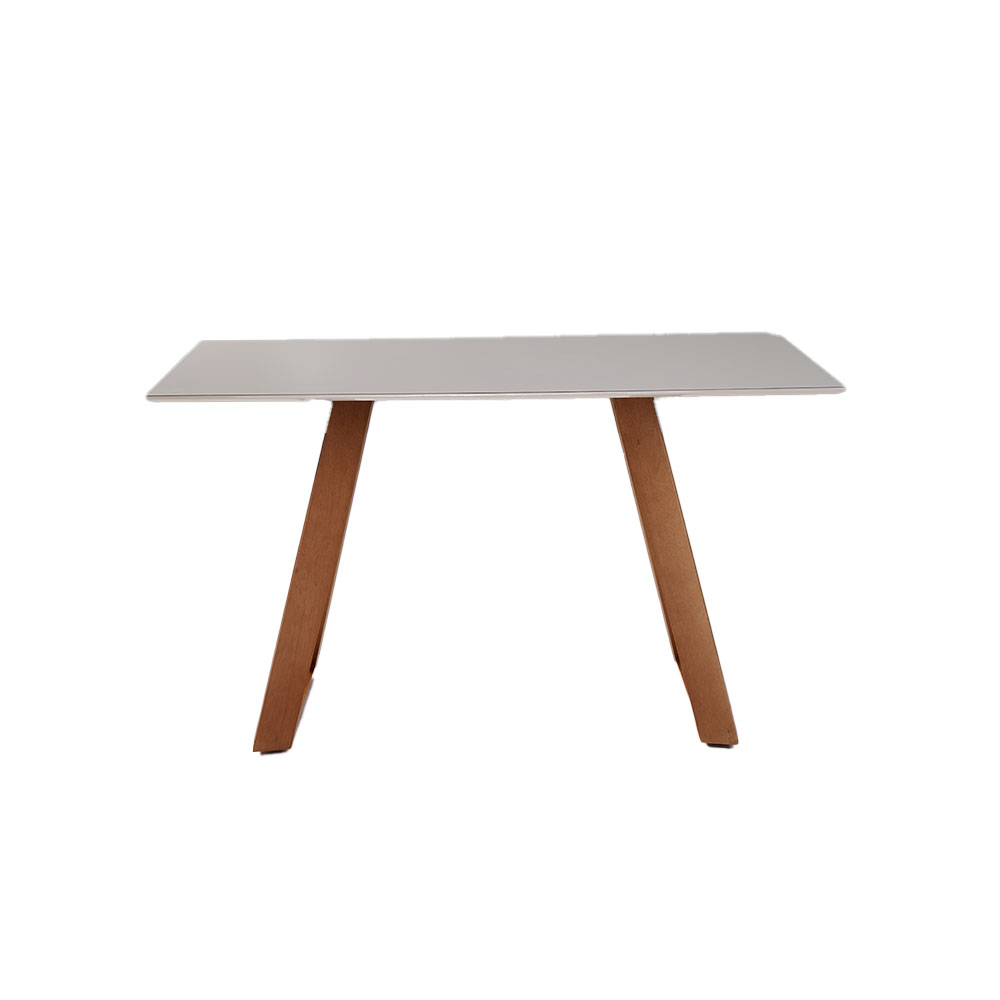 Mesa de Jantar Retangular com Tampo de Vidro Off White Viena Mel 120 cm