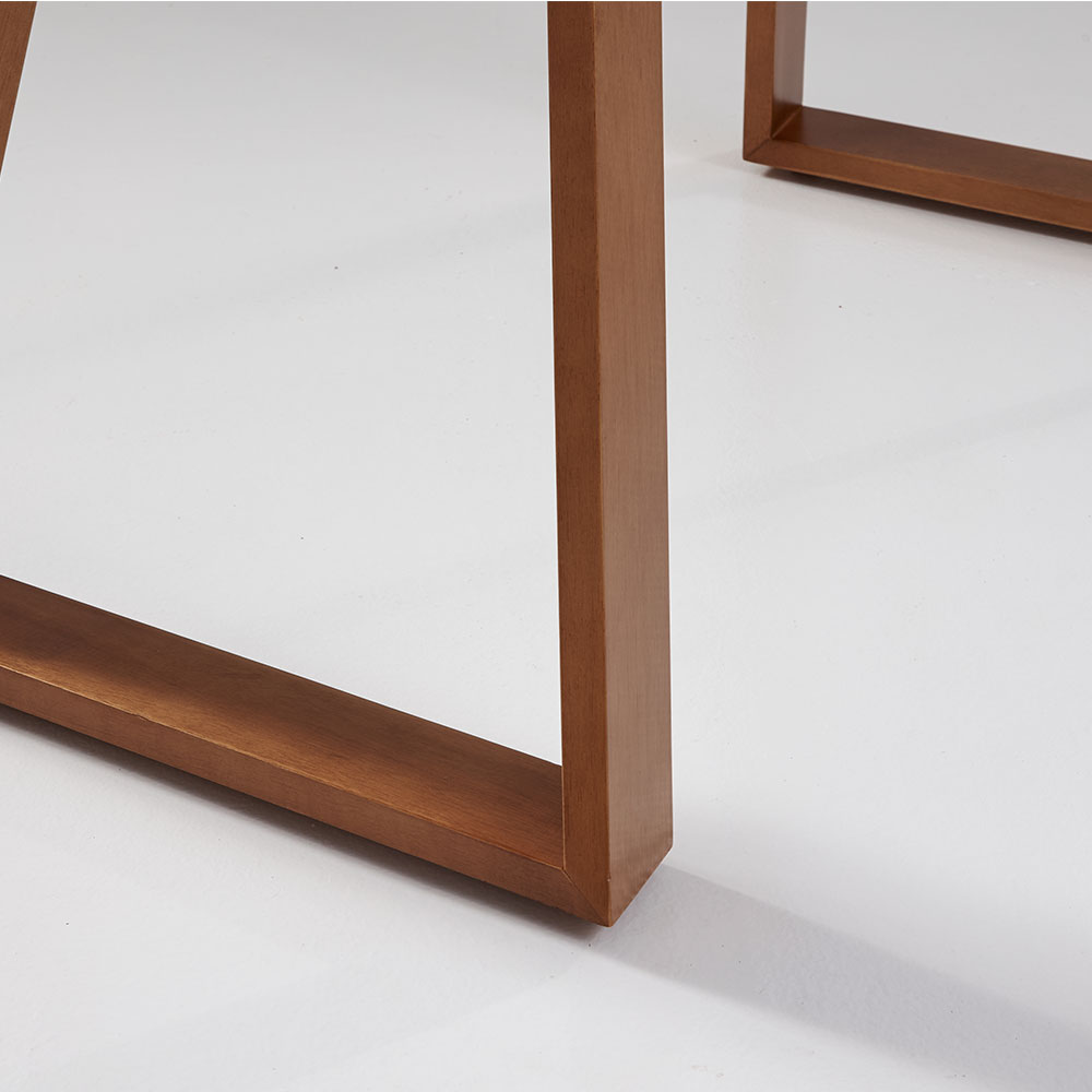 Mesa de Jantar Retangular com Tampo de Vidro Off White Viena Mel 120 cm