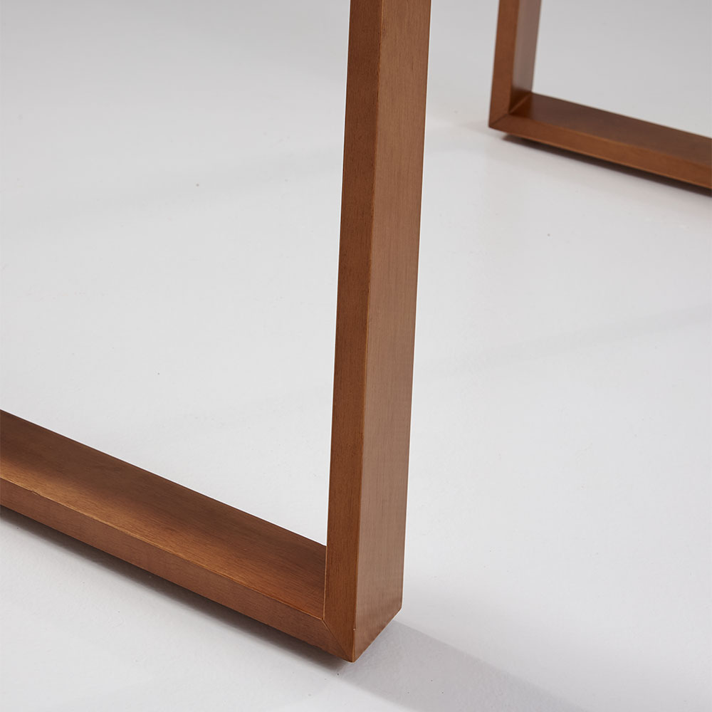Mesa de Jantar Retangular com Tampo de Vidro Off White Viena Mel 160 cm